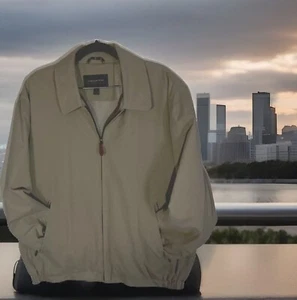 Chaqueta grande London Fog para hombre gris microfibra cremallera completa golf bombardero informal clásico - Imagen 1 de 17