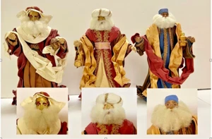 Vintage Weihnachten 3 Weise Männer Könige Figuren 11" selten schön handgefertigt - Bild 1 von 13