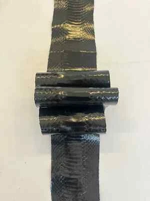 Cuero Serpiente Genuino Piel Color Alto Brillo Negro, Fino y Brillante Foto 1 de 4