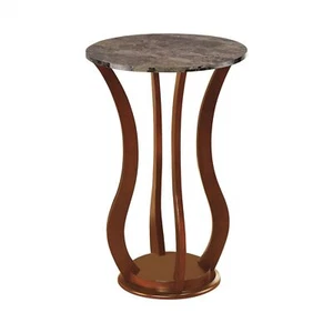 Transitional Round Faux Marble Top Accent Table Brown 900926 - Picture 1 of 2