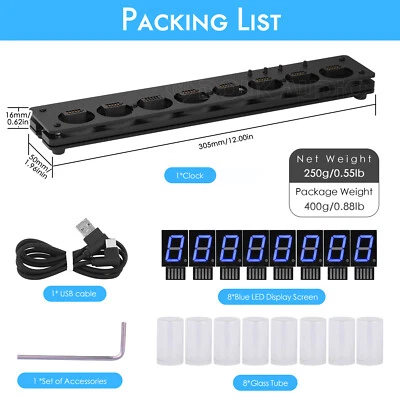 Retro 8-bit Tube Clock 12/24H LED Display WIFI Timing DIY Desk Clock APP Control - Image 1 of 4