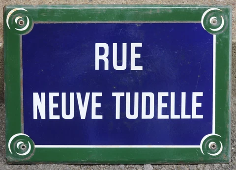 Large vintage French enamel street sign plaque Rue Neuve new Tudelle Orleans Cover