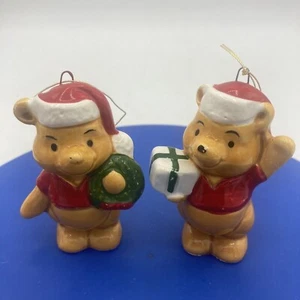 Vtg Walt Disney Productions Winnie the Pooh Ceramic Christmas Ornaments Japan - Picture 1 of 7