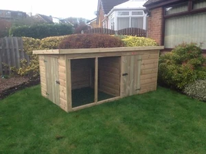 Dog Kennel And Run 8x4 - Compact 3'9" Tall - Tanalised Pressure Treated T&G - Picture 1 of 5