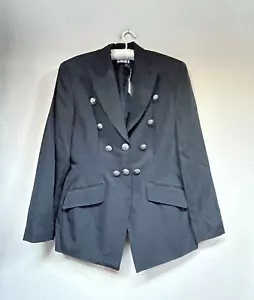 DKNY Womens Single-Breasted Collared Jacket Coat Size 12 Black Long Sleeve New - Picture 1 of 8