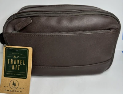 GH Bass Hombre Viaje Bolsa de Aseo Kit Organizador Grande 10x6x5 Marrón Afeitado NUEVO Foto 1 de 4