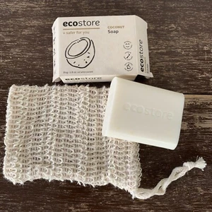 ecostore Coconut Body Soap Set Sisal Bag Pouch Handmade, Eco-Friendly Natural - Picture 1 of 12