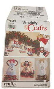 Simplicity 7549 Christmas Angels Árbol Topper Figura Adorno Patrón de Costura Nuevo - Imagen 1 de 4
