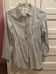 h&m girls dress shirt top blue and white stripes size : 11-12years Very New - Picture 1 of 9