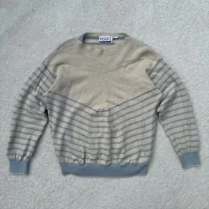 Vintage Gianfranco Ferre Knit Sweater Women's XL 54 EU Beige Blue Striped - Picture 1 of 7