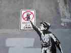 Banksy Graffiti Is A Crime Boy Spray A4 Sign Aluminium Metal