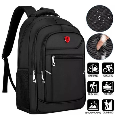 Black Backpack Rucksack Large Mens Womens Bag Travel Work Hiking School Sports
