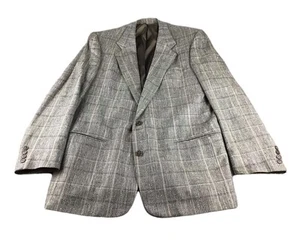 Christian Dior Vintage Men's Beige Silk Windowpane Sport Coat Jacket Sz 44L - Picture 1 of 14