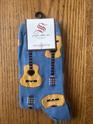 Calcetines Socksmith Mujer Crew Azul Guitarra Acústica Estampado Novedad Adulto 9-11 Foto 1 de 4