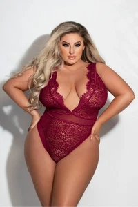 Seven til Midnight Eyelash & Floral Lace Teddy 11280X Gr. XL - Bild 1 von 7