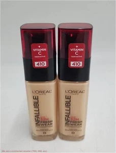 2 PACK !! L'Oreal Paris Infallible Fresh Wear Foundation with SPF 25 - 410 Ivory - Picture 1 of 2