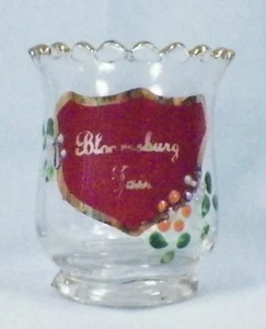 Souvenir Bloomsburg Fair Toothpick Holder Ruby Stain Enamel Flowers Antique #2 - Picture 1 of 6