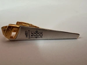 Vintage Sandvik 2000 Hand Saw Tie Clip Ohquist Sweden Gold & Silver Tone, Cool!! - Picture 1 of 6
