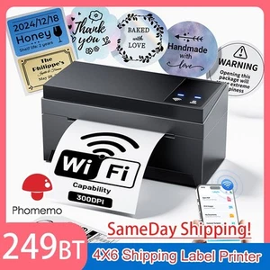 Phomemo PM-249BT Bluetooth Thermal Shipping Label Printer 4X6 for USPS eBay LOT - Picture 1 of 16