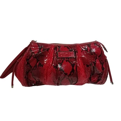 Bolso sin asas vintage años 90 Nine West imitación piel de serpiente charol noche formal elegante LEER Foto 1 de 4