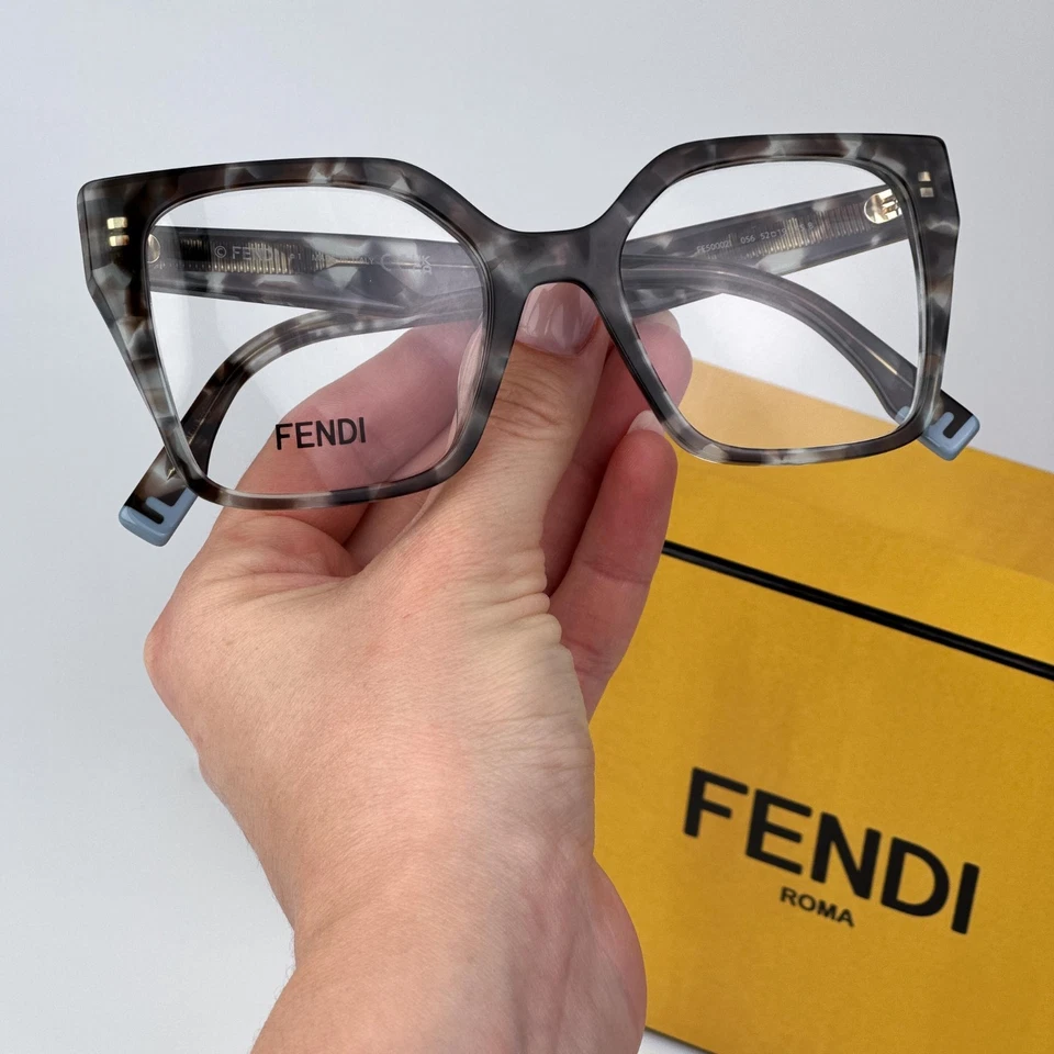Fendi Women Eyeglasses Havana Oversized FE50002I FENDI WAY 056 AUTHENTIC