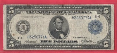 *** 1914 $5.00 FED RES BLUE SEAL - Image 1 of 2
