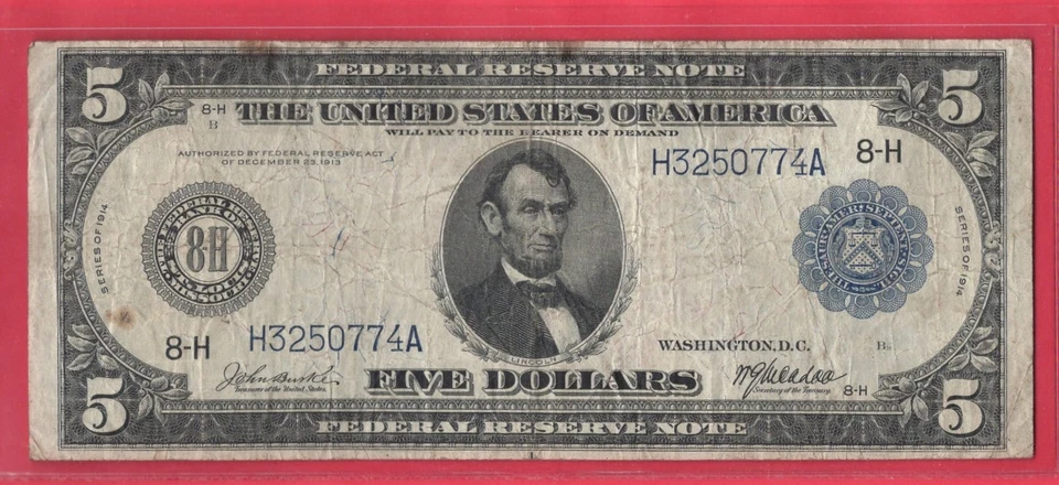 *** 1914 $5.00 FED RES BLUE SEAL - Image 1 of 2