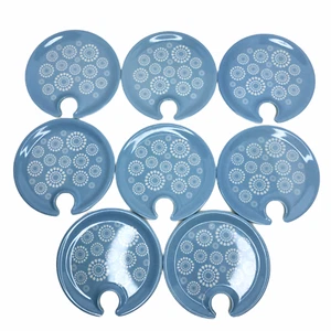 Cocktail Party Appetizer Plates w/ Wine Glass Holder Flower Power Set of 8 - Picture 1 of 3
