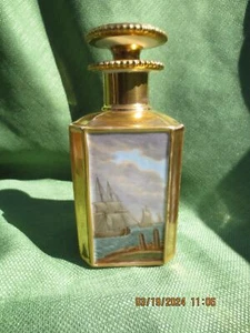 19th Century PARIS Dresser Perfume Hand Painted Bottle Gilded Gold w/ Lid - Picture 1 of 16