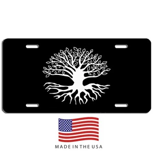 Tree of life art  vanity aluminum license plate black & white car truck SUV tag - Bild 1 von 1