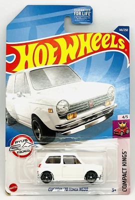 Mattel Hot Wheels 141/250 "Compact Kings" 4/5 Custom '70 Honda N600, white, moc! - Image 1 of 3