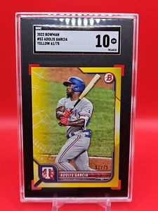 2022 Adolis Garcia Bowman #53 Yellow Paper #61/75 SGC 10 GM - Picture 1 of 2