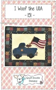 I Woof the USA Patriotic Blue Truck 4th of July Applique Wall Quilt Pattern - Picture 1 of 1