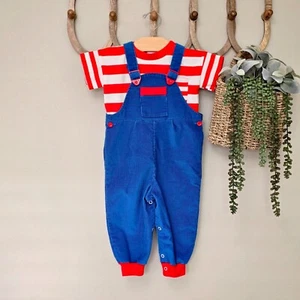 VTG 1980s Infant Boy's Overalls & T-Shirt Set – Buster Brown & Health-Tex 18 Mos - Picture 1 of 6