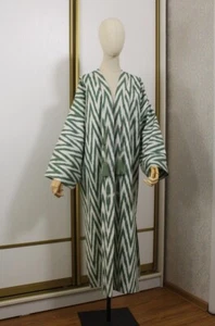 Cotton ikat chapan,Uzbek kaftan cape,boho ikat dress,ethnic abaya,cover kimono - Picture 1 of 11