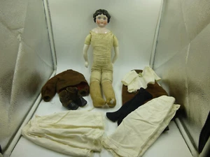 ANTIQUE VICTORIAN ERA KLING GERMANY 189-6 LEATHER BODY CHINA HEAD 21 INCH DOLL - Picture 1 of 24