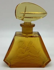 Antigua botella de perfume Heinrich Hoffman vidrio incrustado Art Deco ámbar *leer* - Imagen 1 de 12