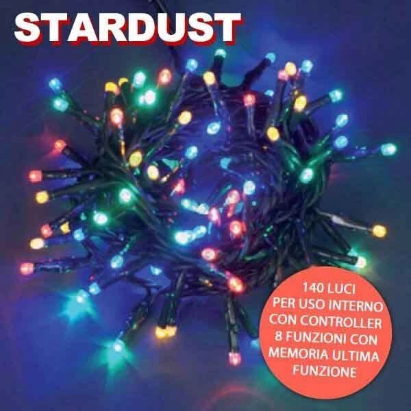 BAKAJI Catena Luci Natalizie 140 Lucciole Multicolor con Controller 8 Funzioni