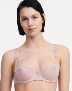 Chantelle 32D Orchids Demi Balconette Bra NWOT 21U5 English Rose - Picture 1 of 5