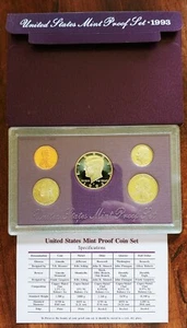 1993 United States Mint Proof Set Box and COA - Picture 1 of 2