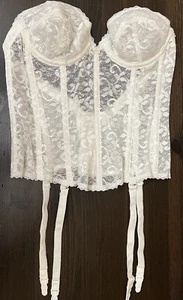 Vintage Carnival Boned Bustier Corset Size Lace Garter Straps 36A - Picture 1 of 5