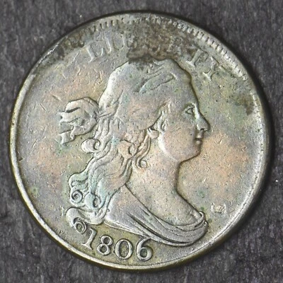 1806 "Large 6, Stems" "Rotated Reverse 130' Draped Bust Half Cent - COINGIANTS - - Image 1 of 2