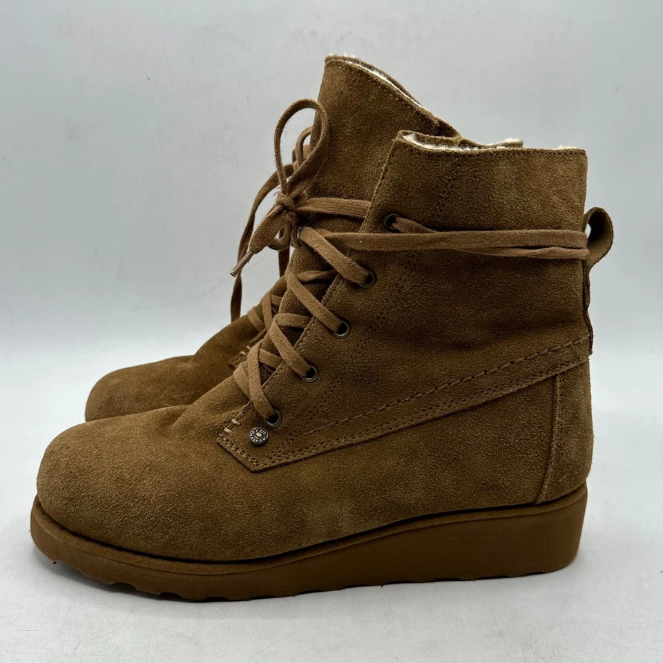 Bearpaw Boot Womens Suede Sheepskin Brown Hiking Winter Lace Up Size 9 Boots - Image 1 of 4