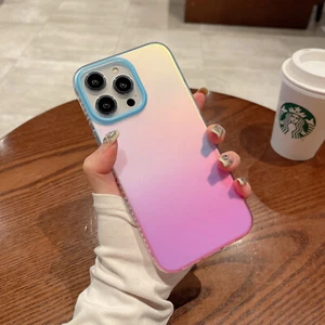 For iPhone 15 14 Pro /13 /12 Coloful Case Gradient Iridescent Cute Unique Cover - Picture 1 of 15
