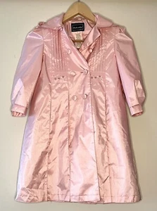 Vintage Rothschild Trench Rain Coat Pink Size 5 Double Breasted Removable Hood - Picture 1 of 5
