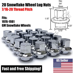 20 Snowflake 7/16-20 Lug Nuts For 1976-1981 GM Corvette Camaro Firebird Trans AM - Picture 1 of 9
