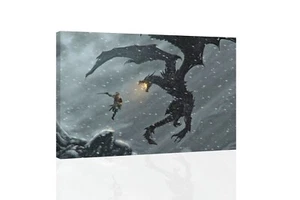 Skyrim Dragonborne Attack - LEINWAND ODER DRUCK WANDBILD - Bild 1 von 2