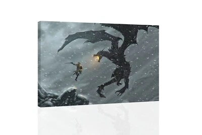 Skyrim Dragonborne Attack  - CANVAS OR PRINT WALL ART - Image 1 of 2