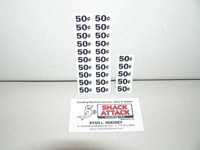 (25) SNACK VENDING MACHINE 50 / 55 CENTS PRICE LABELS / Free Ship! - Image 1 of 2