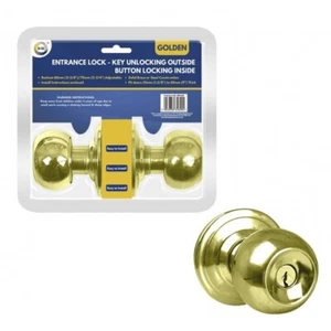 Door Knob handle Entrance lock Gold unlocking outside button locking Door Lock - Picture 1 of 5